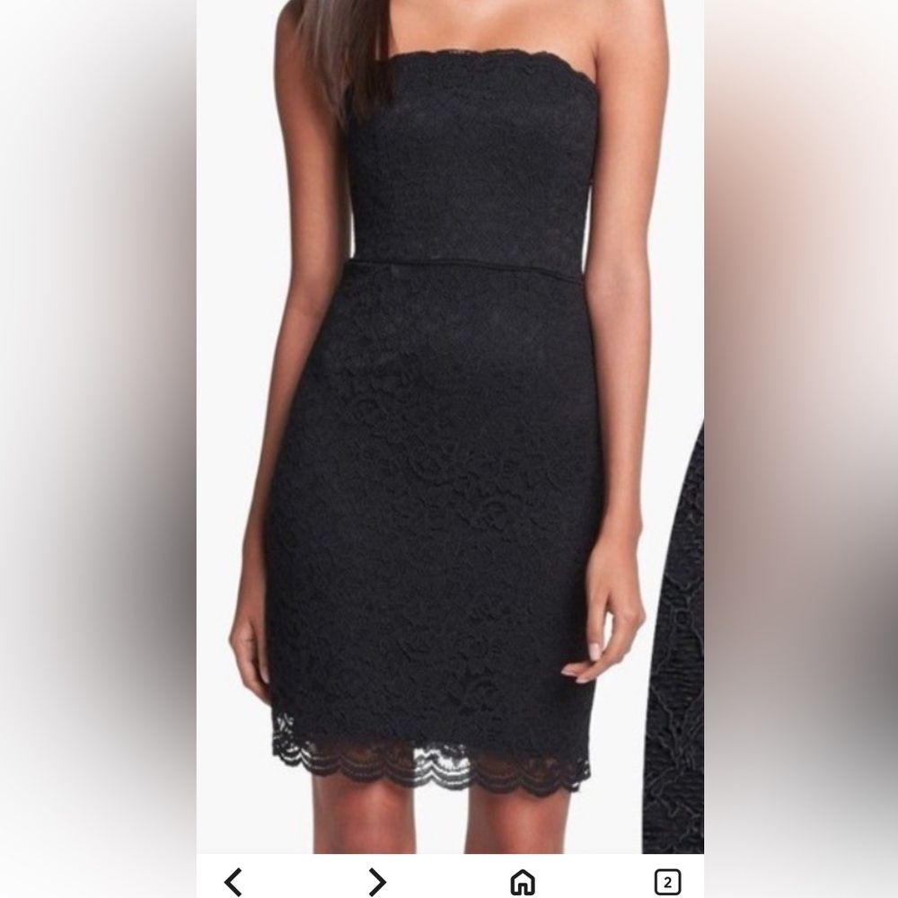Diane von Furstenberg DVF- Black Lace Strapless Dress - Size 6 / Worn once, EUC!